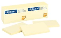 Stick on notes 76x123mm yellow Highland