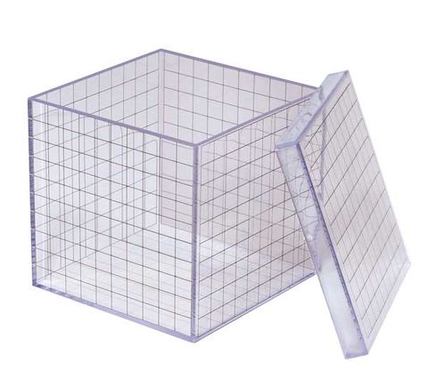 3D Grid cube 1 cm grid with lid