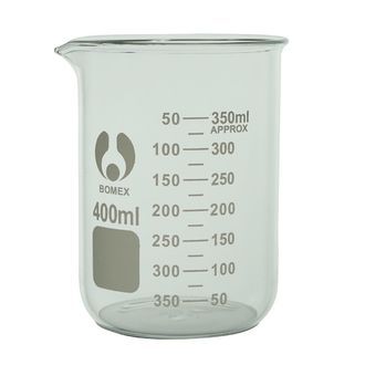 Beaker low form glass 400ml borosilicate