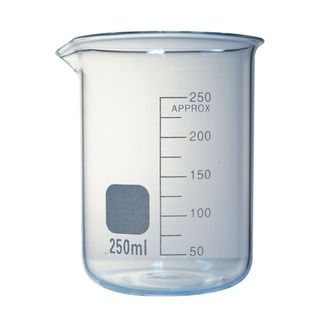 Beaker low form glass 250ml borosilicate
