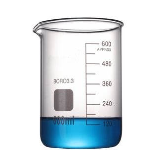 Beaker low form glass 600ml borosilicate