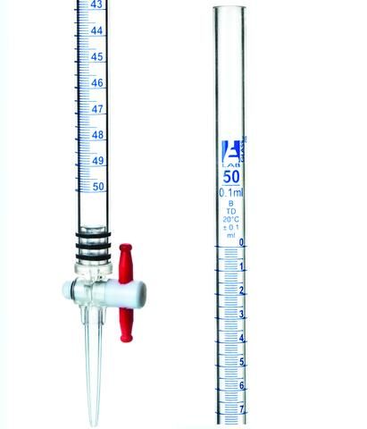 Burette acrylic PTFE s/cock 50ml