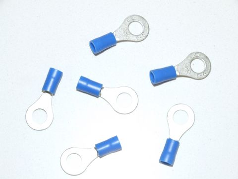 BLUE RING TERMINAL 1/4 M6 STUD SIZE