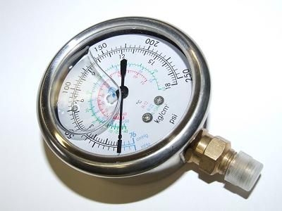 SILVER COMPOUND OIL FILLED GAUGE R134A