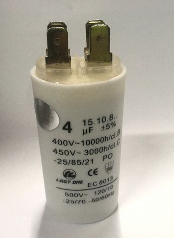 RUN CAPACITOR 4µF NO SCREW PLASTIC 450V