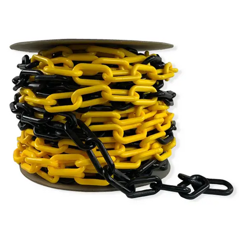 Barrier Plastic Chain 25m x 8 mm - Black & Yellow