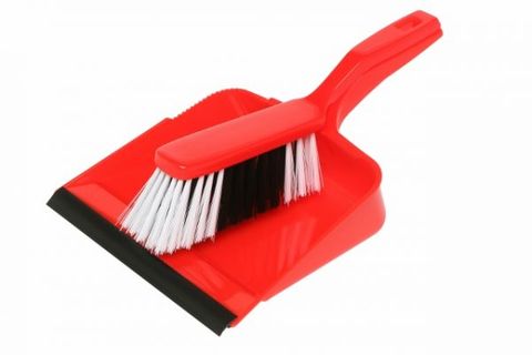 Edco Dust Pan With Brush Red