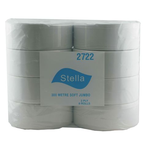 2722 - Commercial 2ply Jumbo Toilet Tissue 300m - 8 Rolls