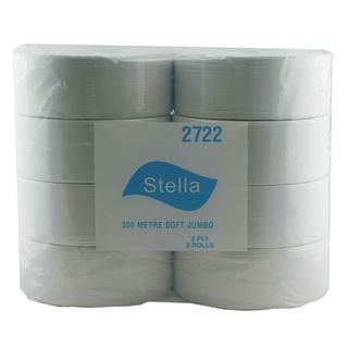 2722 - Commercial 2ply Jumbo Toilet Tissue 300m - 8 Rolls