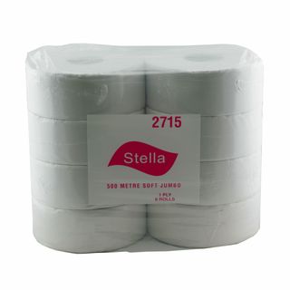 2715 - Commercial 1ply Jumbo Toilet Tissue 500m - 8 Rolls