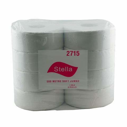 2715 - Commercial 1ply Jumbo Toilet Tissue 500m - 8 Rolls