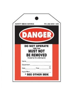 Danger Tag - Do Not Operate, 75mm (W) x 125mm (H), Pack of 100
