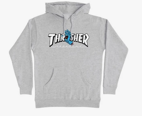 THRASHER SCREAMING LOGO P/O HOODED HW SWEAT GREY