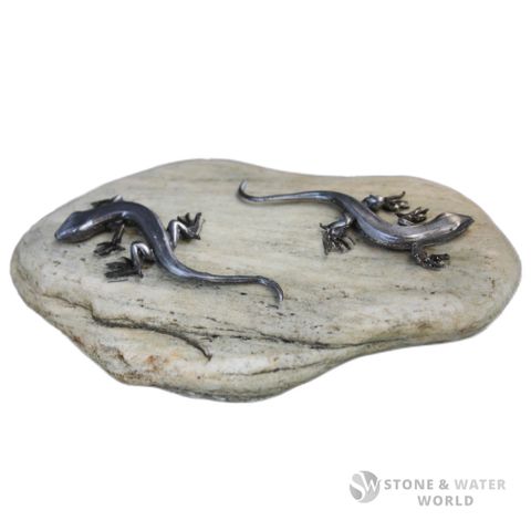 Pewter Lizards on Rock