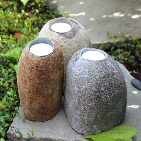 Natural Riverstone w/ Tealight Holder