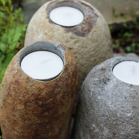 Natural Riverstone w/ Tealight Holder