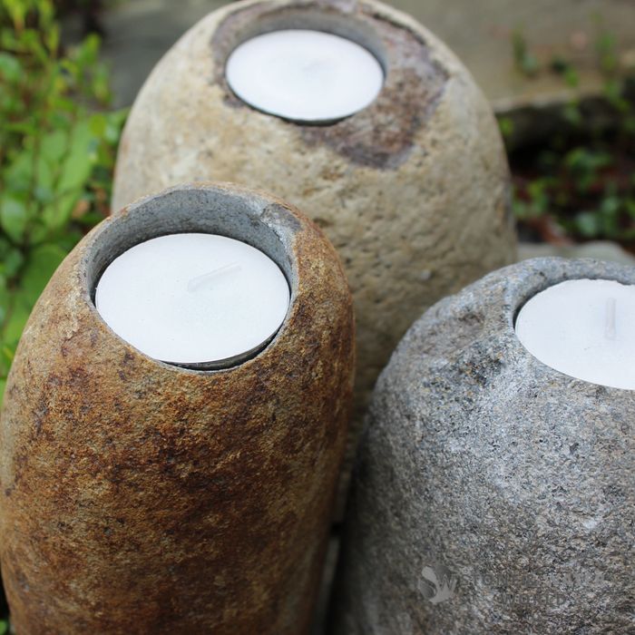 Natural Riverstone w/ Tealight Holder