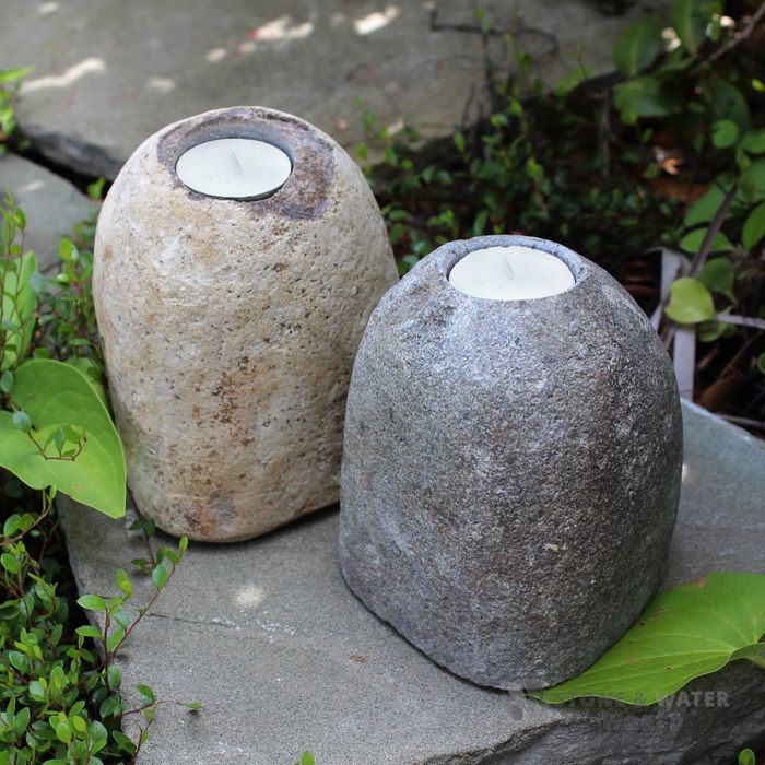 Natural Riverstone w/ Tealight Holder