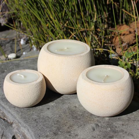 Stone Ball Candles | Set of 3 (Cream)