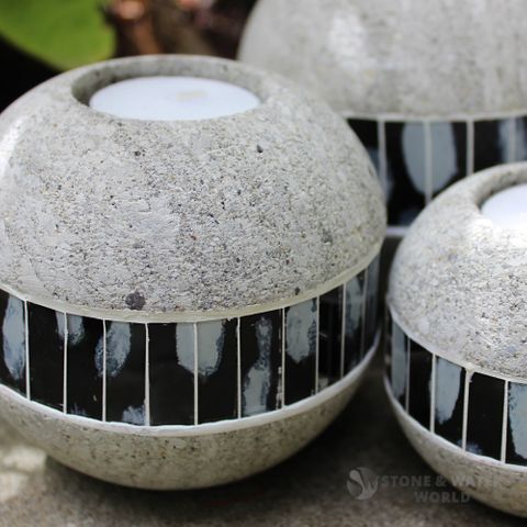 Stone & Mosaic Tealight Holders | Set of 3 (Grey)