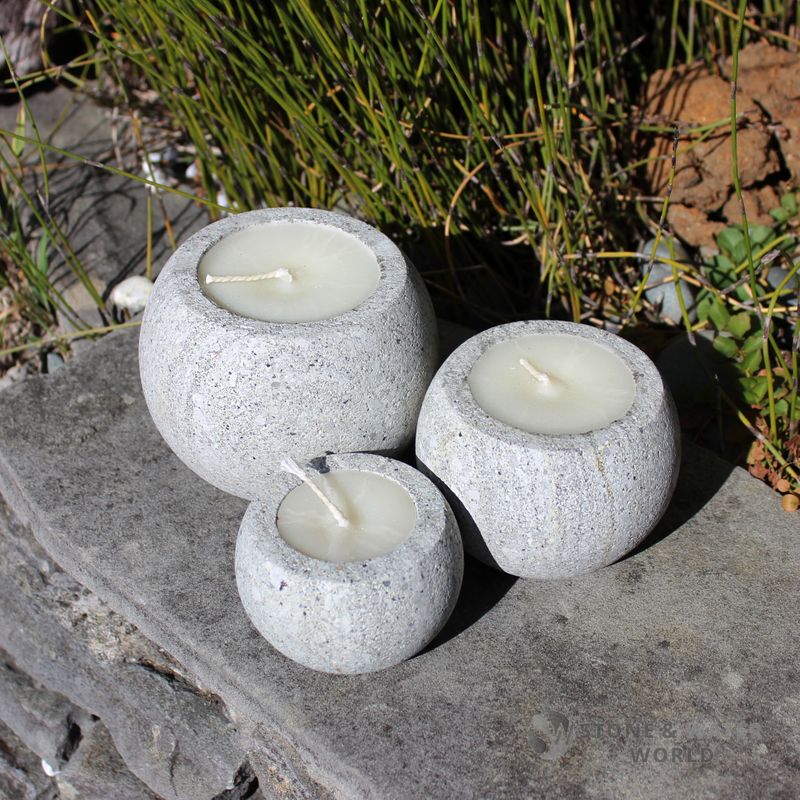 Stone Ball Candles | Set of 3 (Grey)