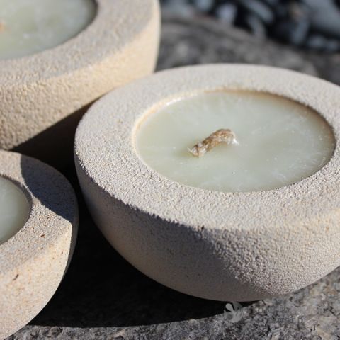 Half Round Stone Candles