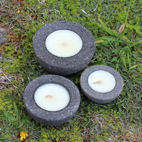 Half Round Stone Candles