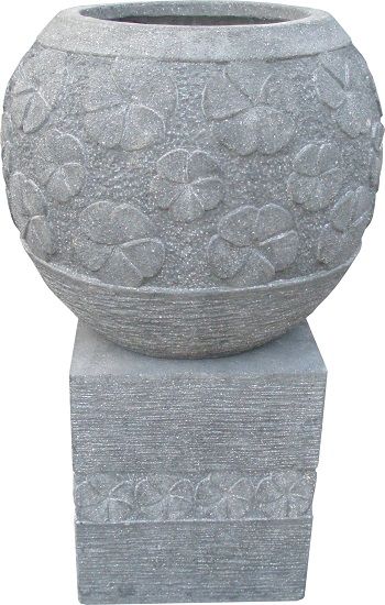 Frangipani Bowl & Stand (Grey)