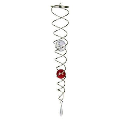 Red & Crystal Spiral Windspinner with Teardrop