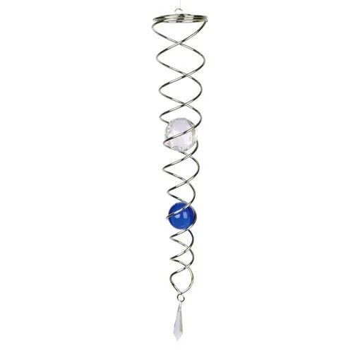 Blue & Crystal Sprial Windspinner with Teardrop