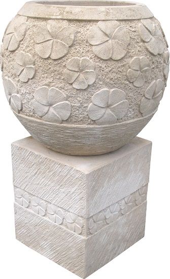 Frangipani Bowl & Stand (Cream)