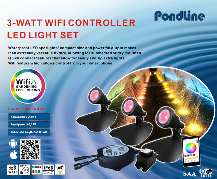 Set of 3 LED Lights with Wifi Control