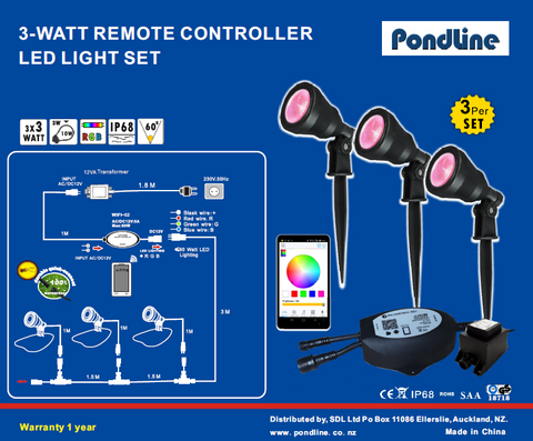 Set of 3 LED Lights with Wifi Control