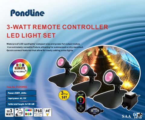 Set of 3 LED Lights with Remote Control