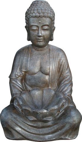 Silver Buddha with Lotus Bowl