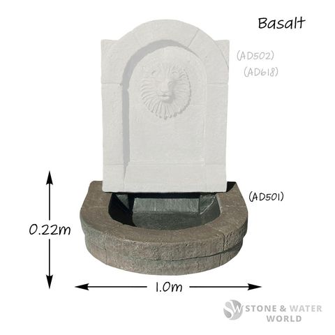 adwater® Lion Fountain | Pond (Basalt)