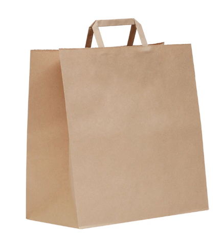 BROWN PAPER FLAT HANDLED BAGS LRG (250)