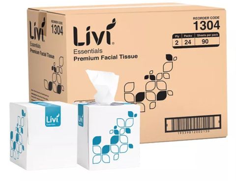 LIVI ESSENTIALS 2PLY CUBE FACIAL TISSUES. 90'S (24)