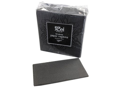 DINNER NAPKINS 1/8 FOLD 2PLY BLACK. (1000)