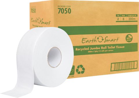 EARTHSMART PREMIUM JUMBO TOILET ROLLS 2PLY 300M (8)