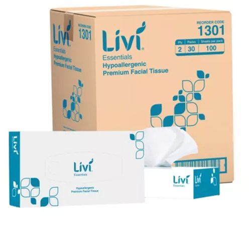 LIVI ESSENTIALS 100 FACIAL TISSUE 2PLY (30)