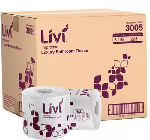 LIVI IMPRESSA 225 3PLY DELUXE WRAP TOILET ROLL (48)