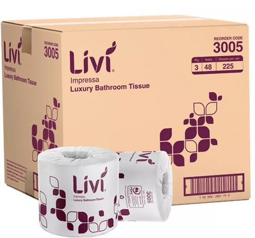 LIVI IMPRESSA 225 3PLY DELUXE WRAP. TOILET ROLL (48)