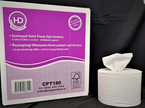 HD CENTRE PULL TOILET TISSUE 180M 2PLY (6)