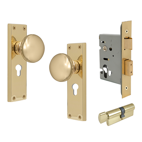 Sutton Square Longplate Euro Lock PB