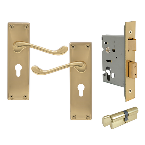 York Square Longplate Euro Lock PB