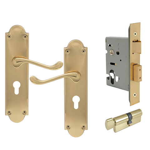 York Victorian Longplate Euro Lock PB