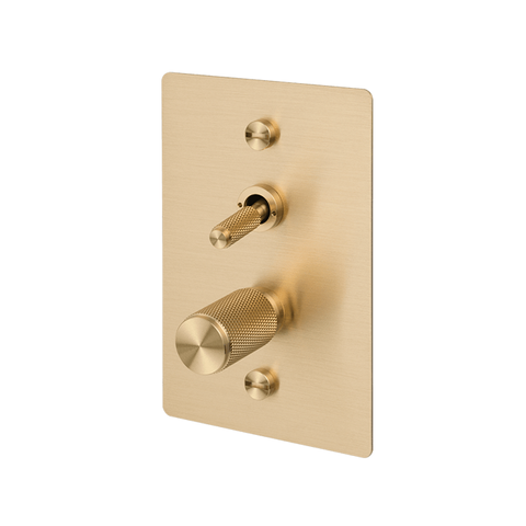 2G Toggle+Dimmer Vertical Cross BR