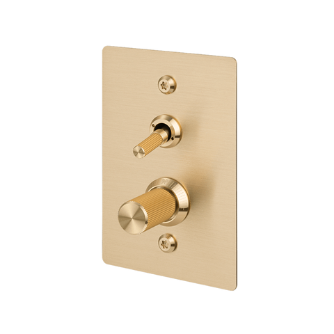 2G Toggle+Dimmer Vertical Linear BR