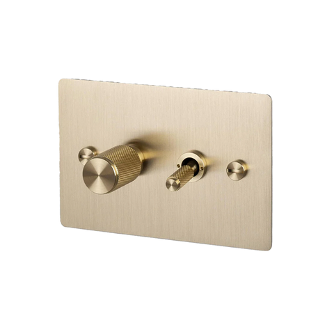 2G Toggle+Dimmer Horizontal Cross BR